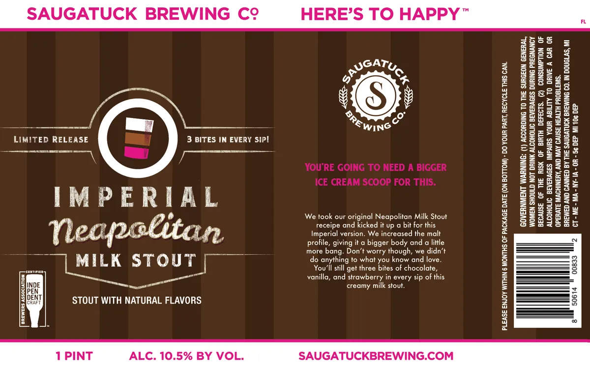 Imperial Neapolitan Milk Stout — full label as filed with TTB