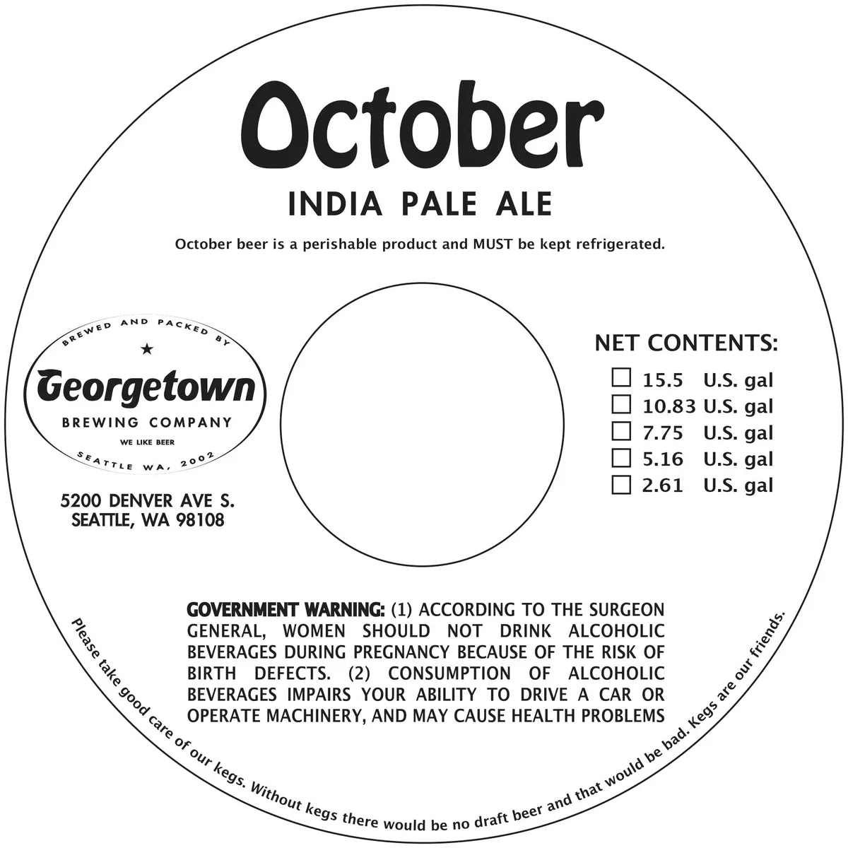 October — full label as filed with TTB
