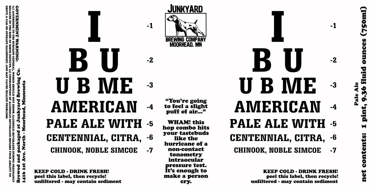 IBU U B ME label art — JUNKYARD BREWING