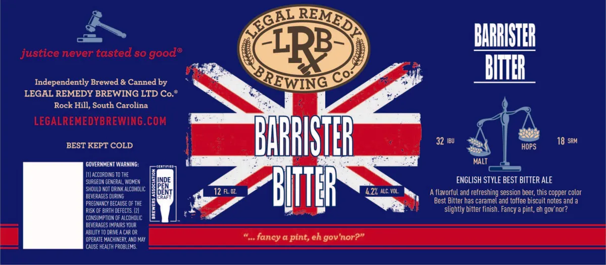 Barrister Bitter — full label as filed with TTB