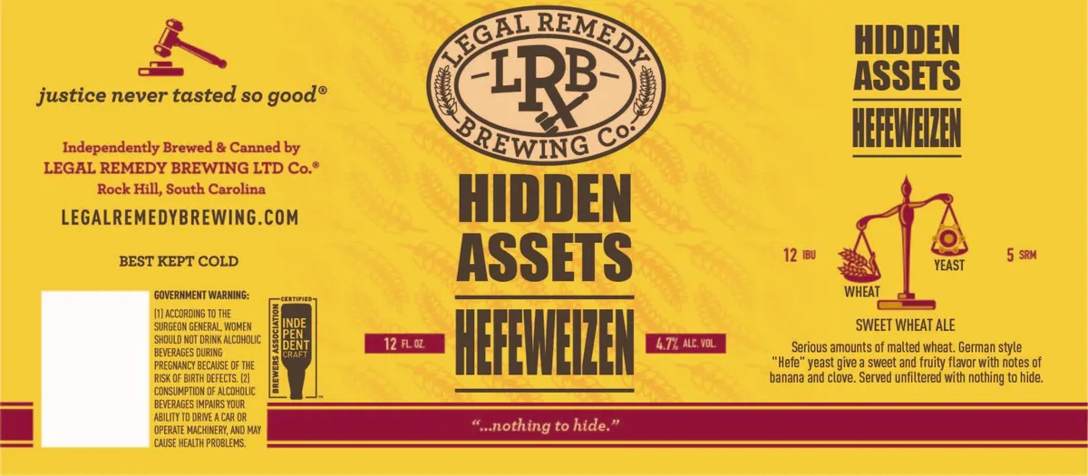 Hidden Assets Hefeweizen — full label as filed with TTB