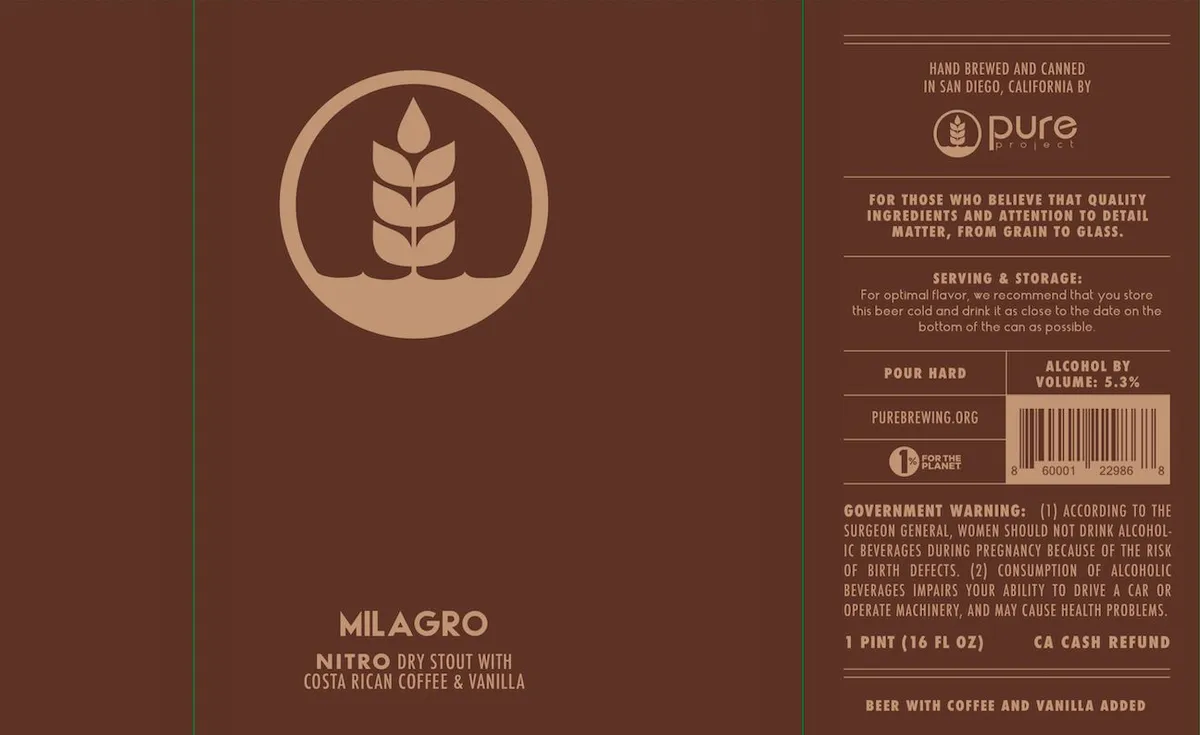 Milagro — full label as filed with TTB