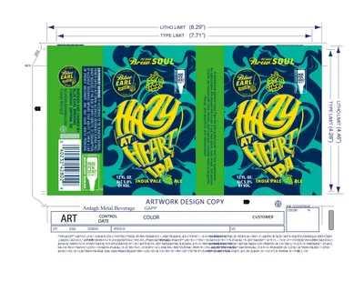 Hazy at Heart IPA label