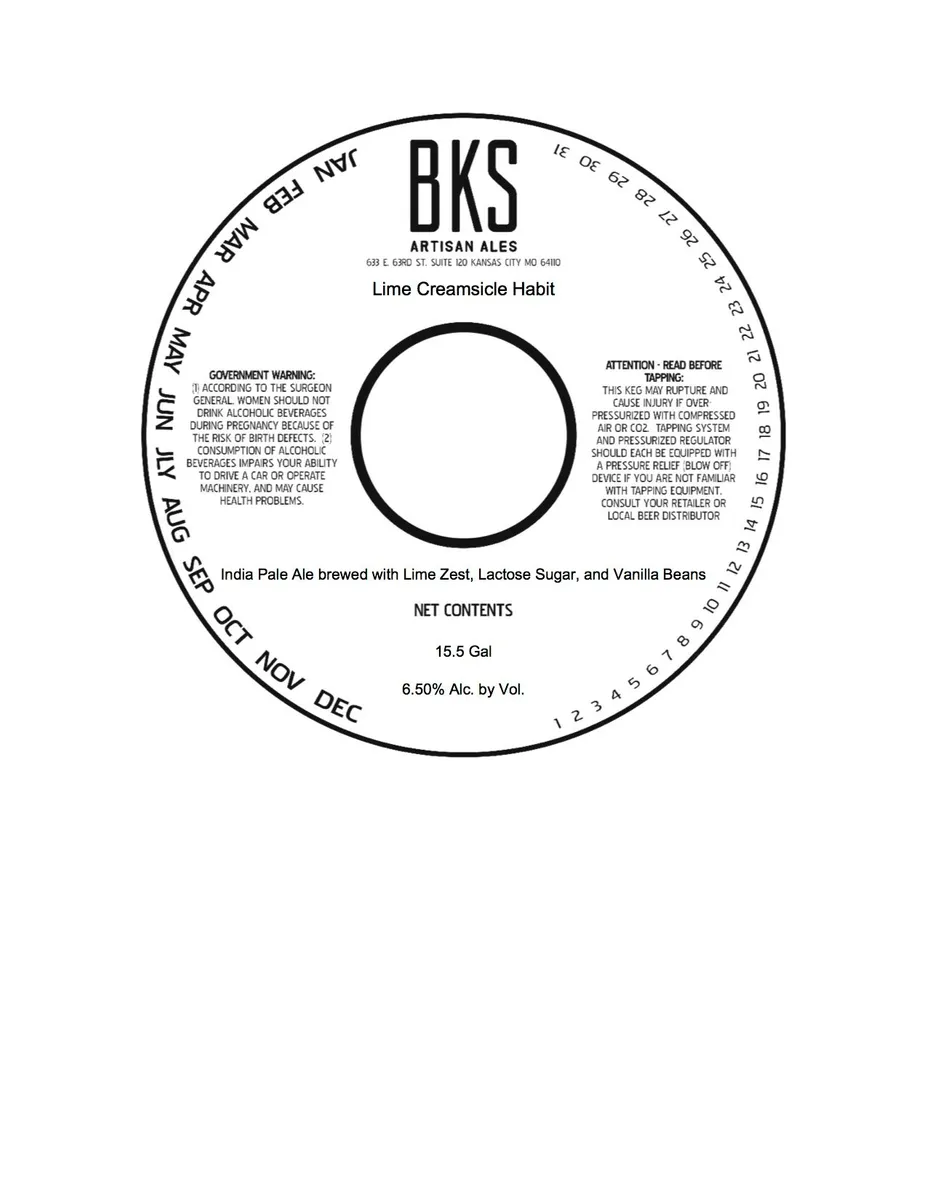 Lime Creamsicle Habit — full label as filed with TTB