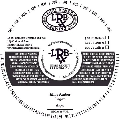 Alias Amber Lager — full label as filed with TTB