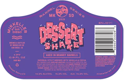 Dessert Shake label
