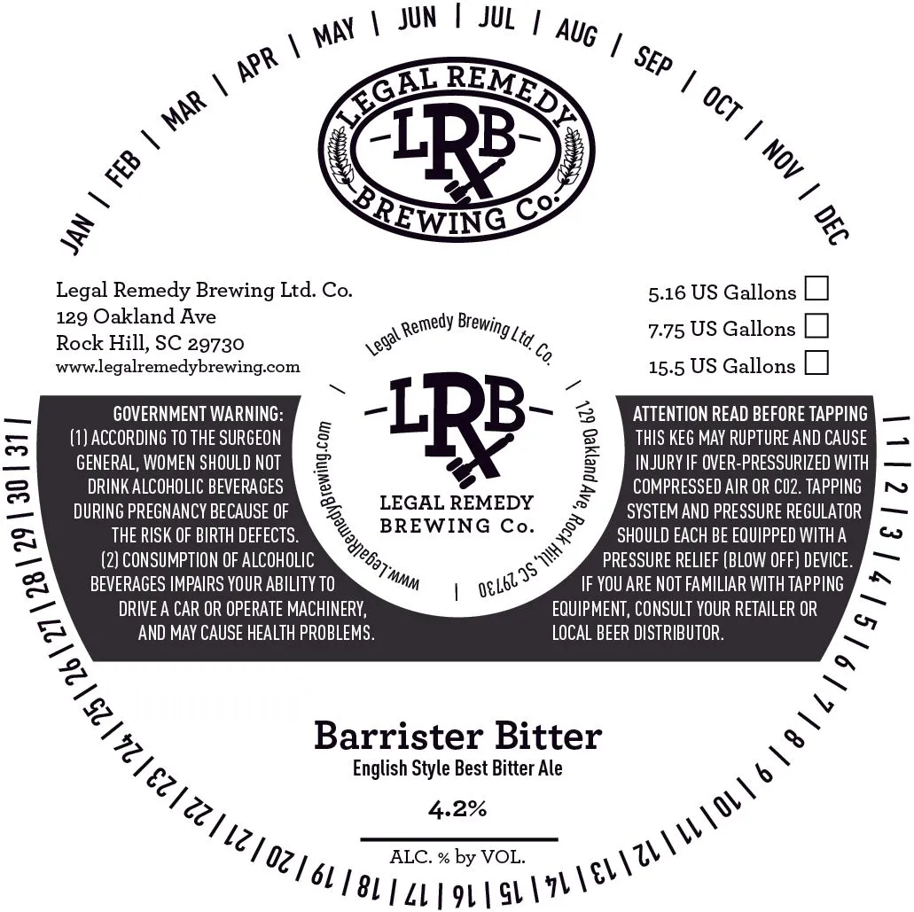 Barrister Bitter — full label as filed with TTB