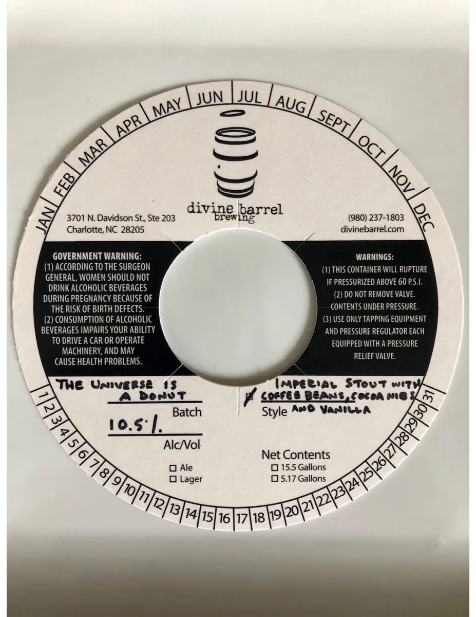 The Universe Is a Donut — full label as filed with TTB