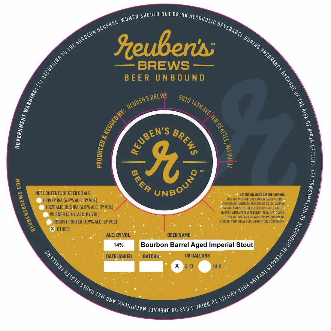 Bourbon Barrel Aged Imperial Stout — full label as filed with TTB