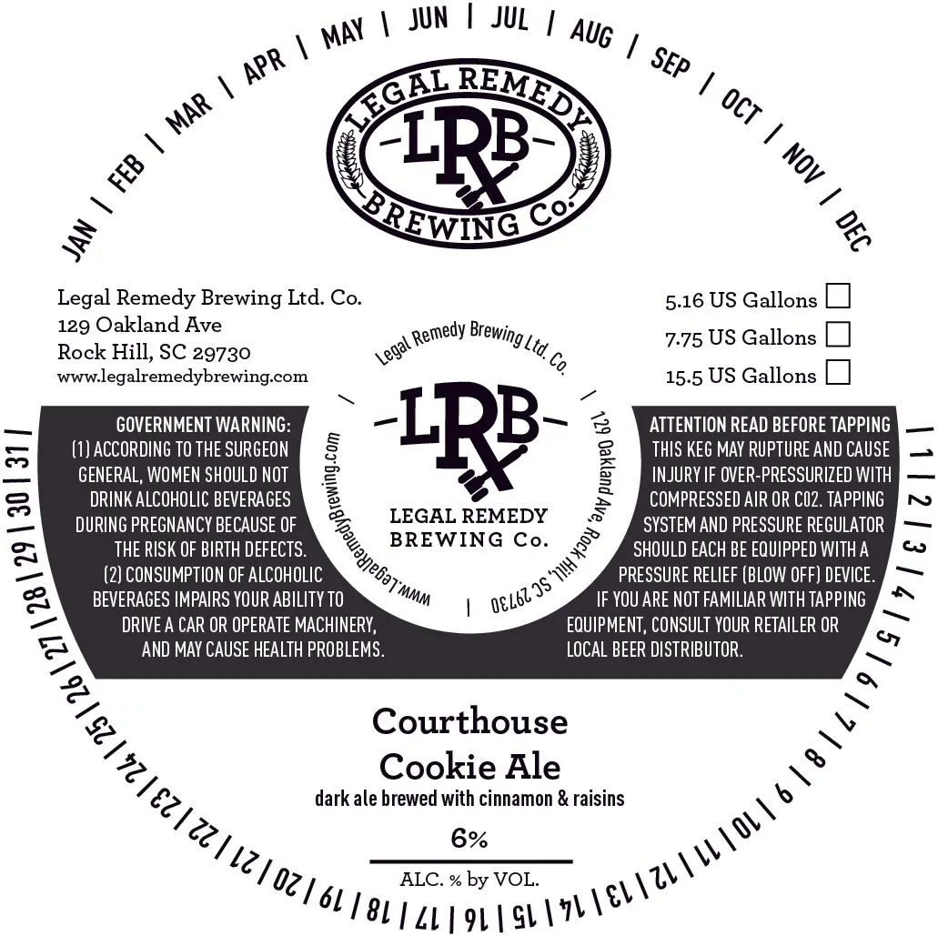 Courthouse Cookie Ale label art — LEGAL REMEDY BREWING CO.