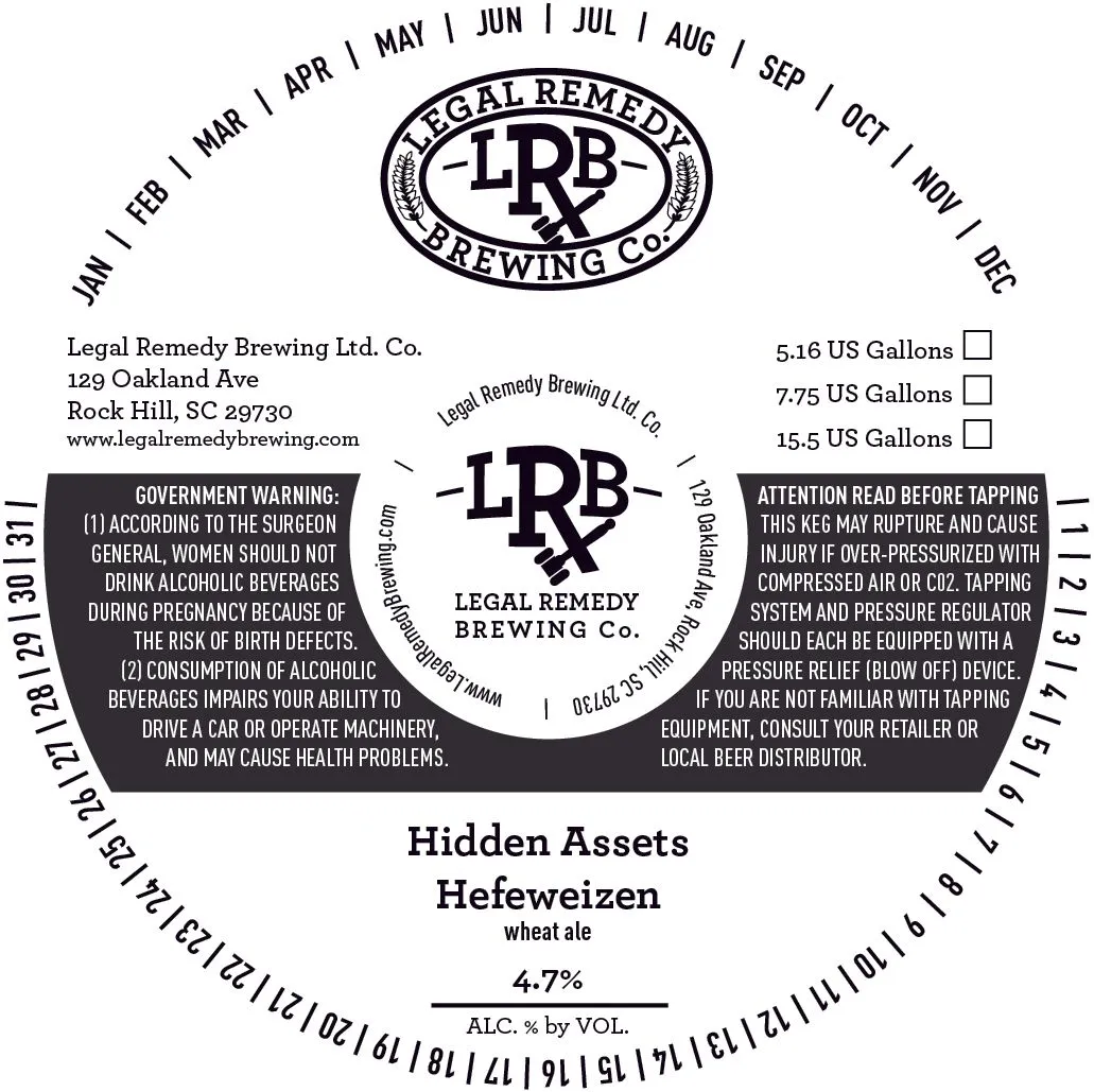 Hidden Assets Hefeweizen — full label as filed with TTB