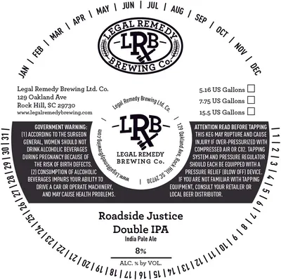 Roadside Justice Double IPA label