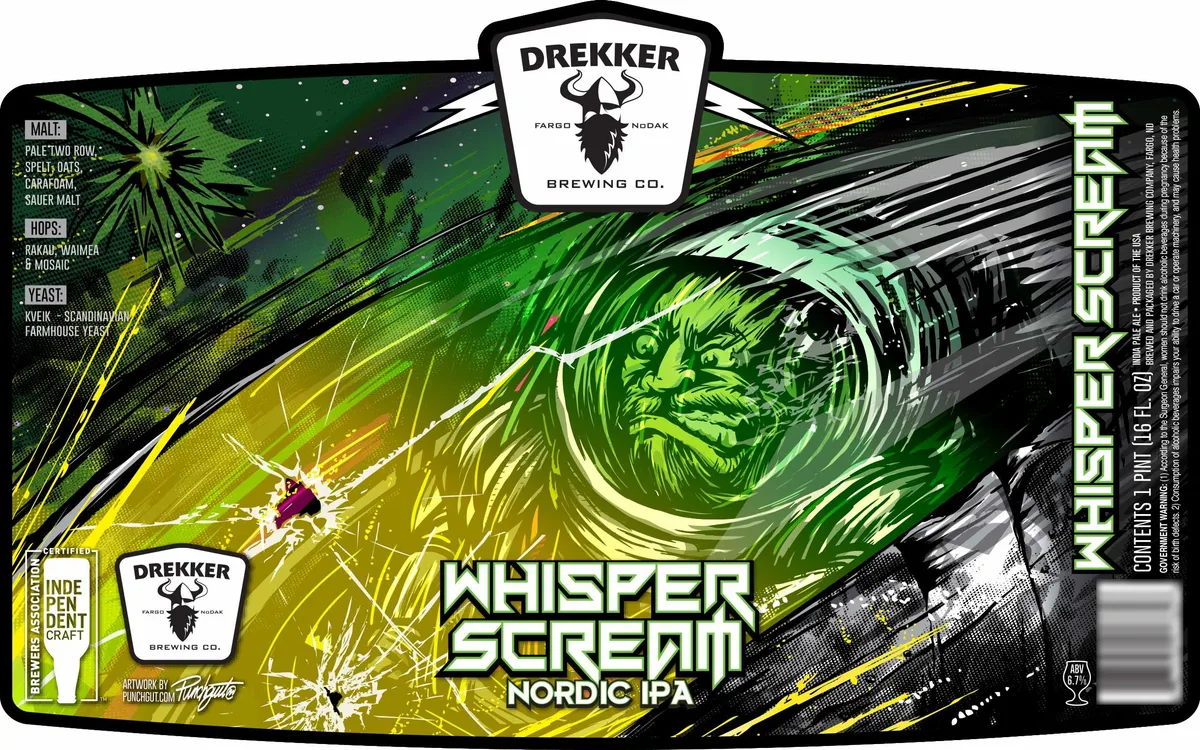 Whisper Scream label art — DREKKER BREWING COMPANY
