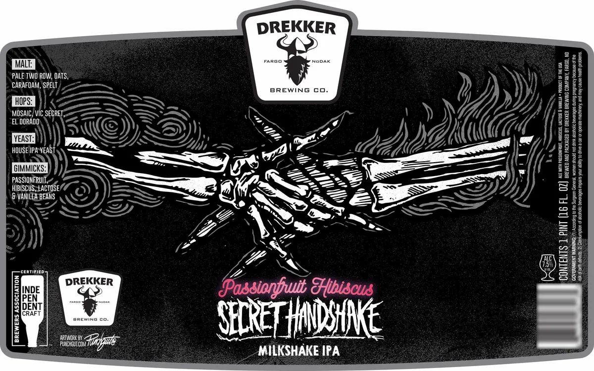 Passionfruit Hibiscus Secret Handshake Milkshake IPA — full label as filed with TTB
