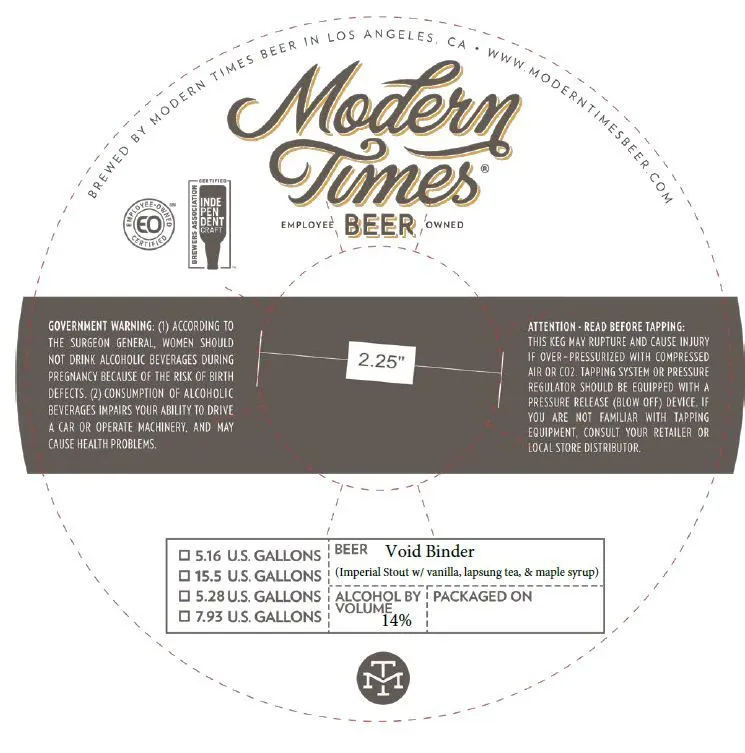 Void Binder — full label as filed with TTB