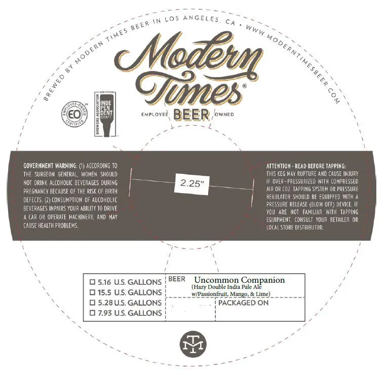Uncommon Companion — full label as filed with TTB