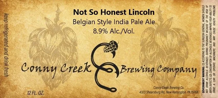 Not So Honest Lincoln — full label as filed with TTB