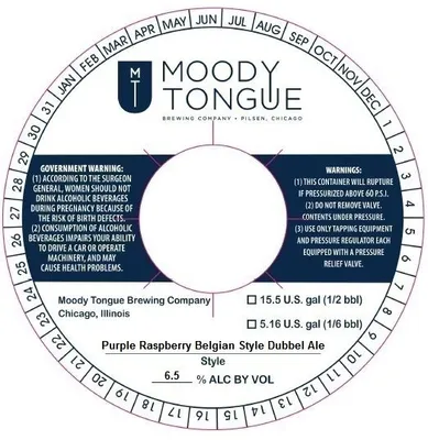 Purple Raspberry Belgian Style Dubbel Ale label
