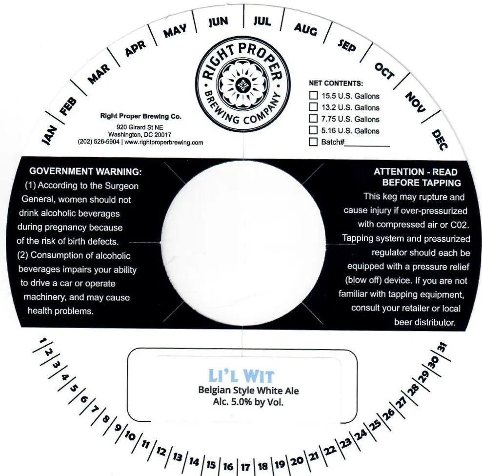Li'l Wit — full label as filed with TTB