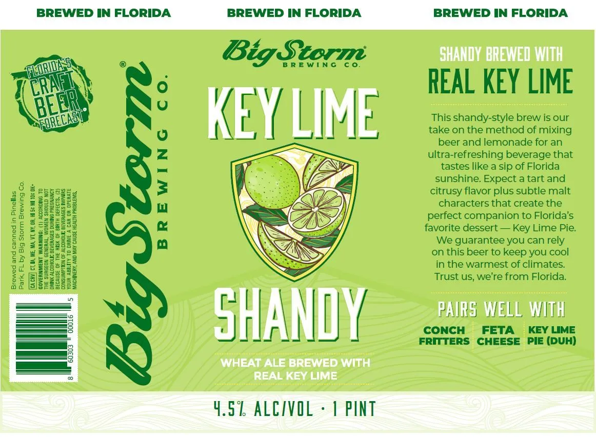 Key Lime Shandy — full label as filed with TTB