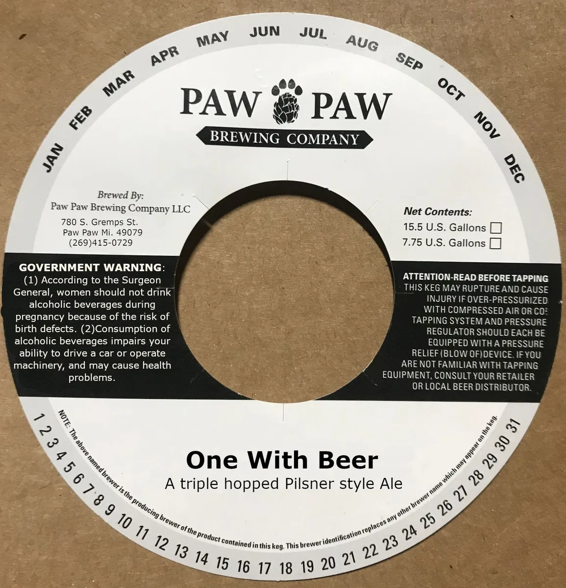 One With Beer — full label as filed with TTB
