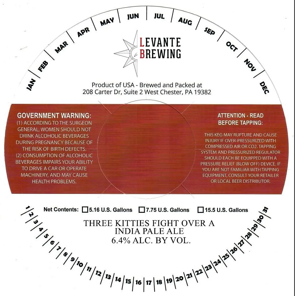 Three Kitties Fight Over A India Pale Ale — full label as filed with TTB