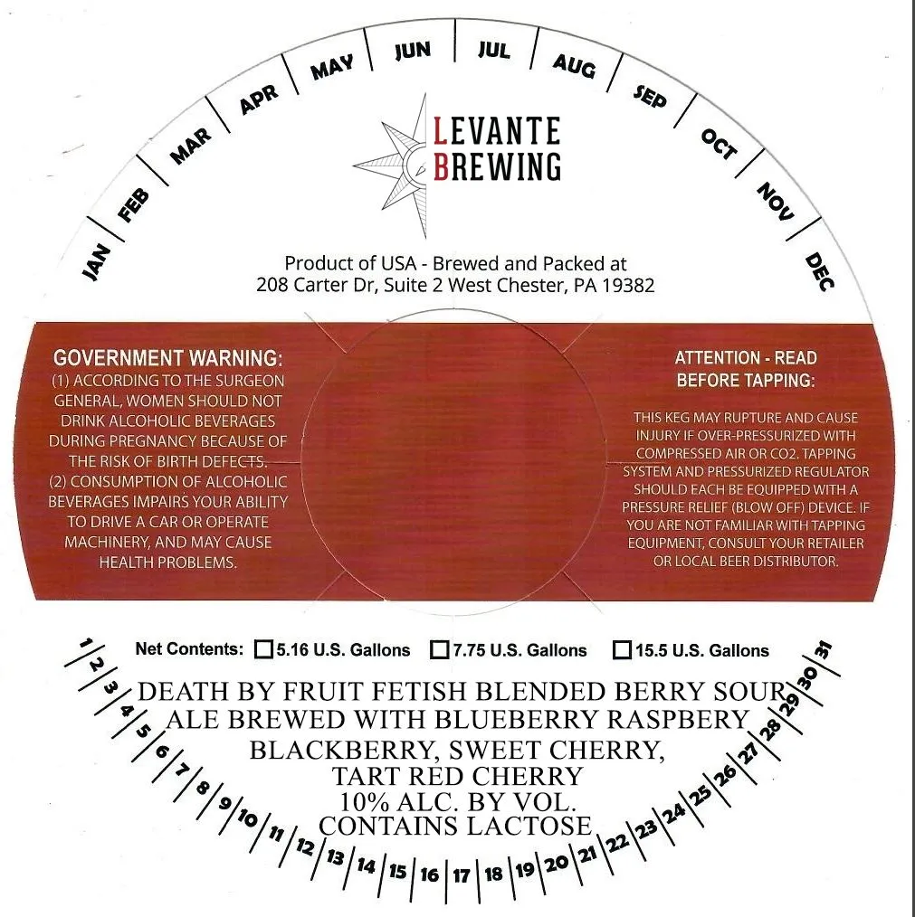 Death by Fruit Fetish Blended Berry Sour — full label as filed with TTB