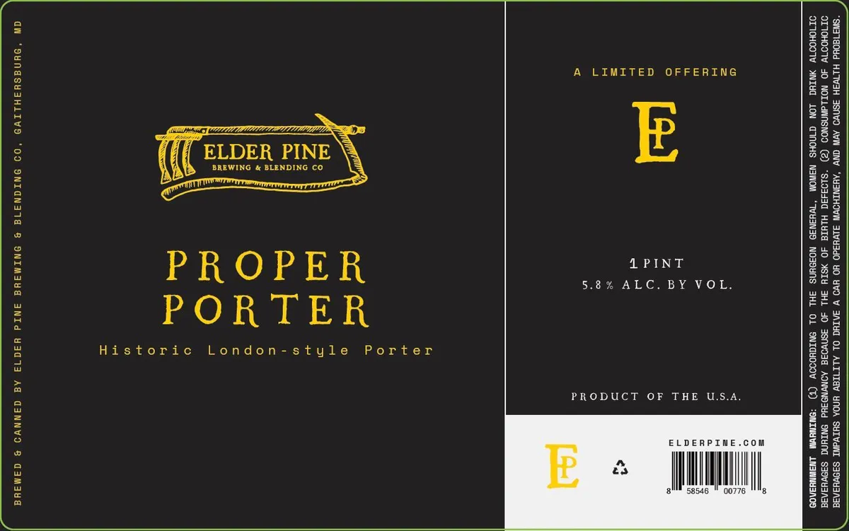 Proper Porter — full label as filed with TTB