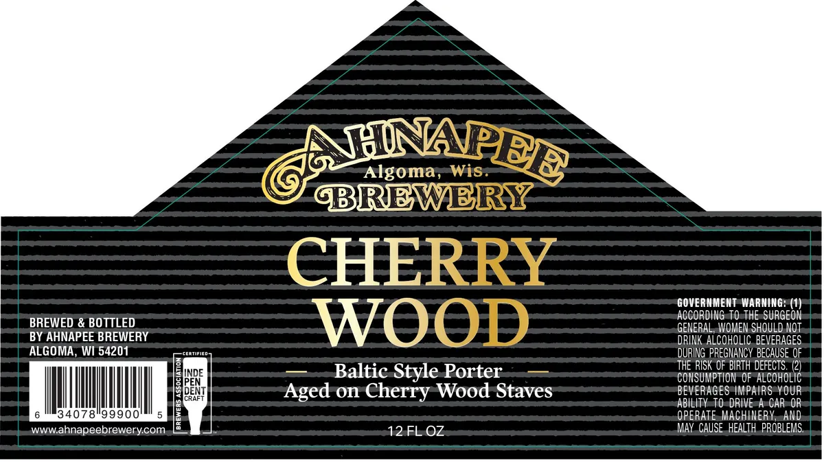 Cherry Wood label art — AHNAPEE BREWERY