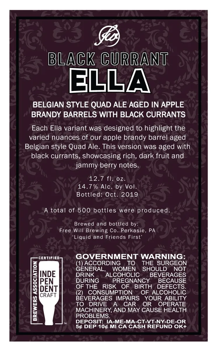 Black Currant Ella label art — FREE WILL BREWING CO.