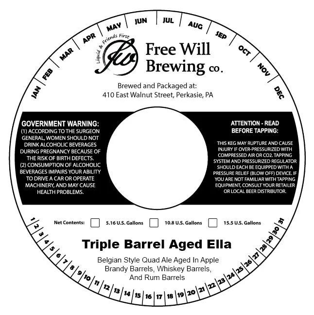 Triple Barrel Aged Ella — full label as filed with TTB