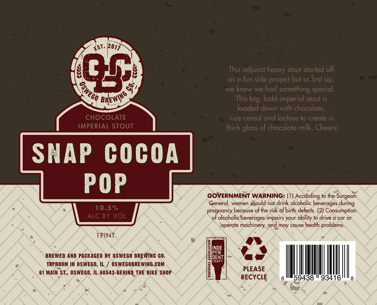 Snap Cocoa Pop — full label as filed with TTB