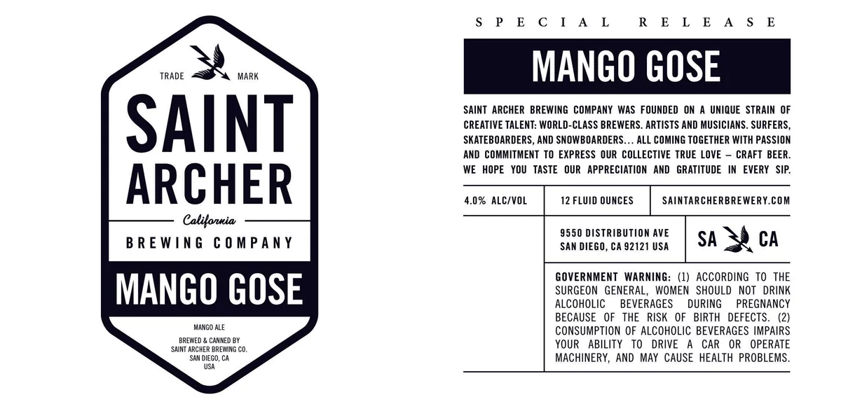 Mango Gose — full label as filed with TTB