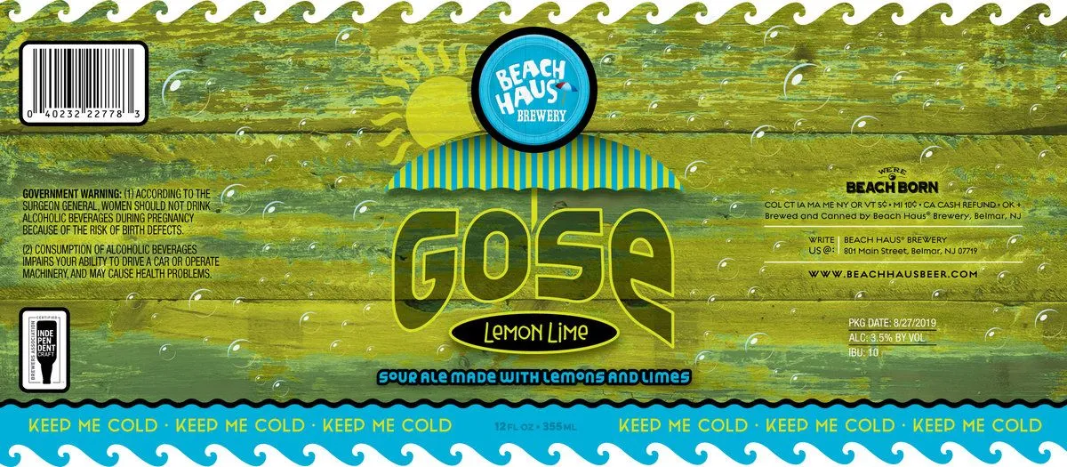 Gose Lemon Lime — full label as filed with TTB