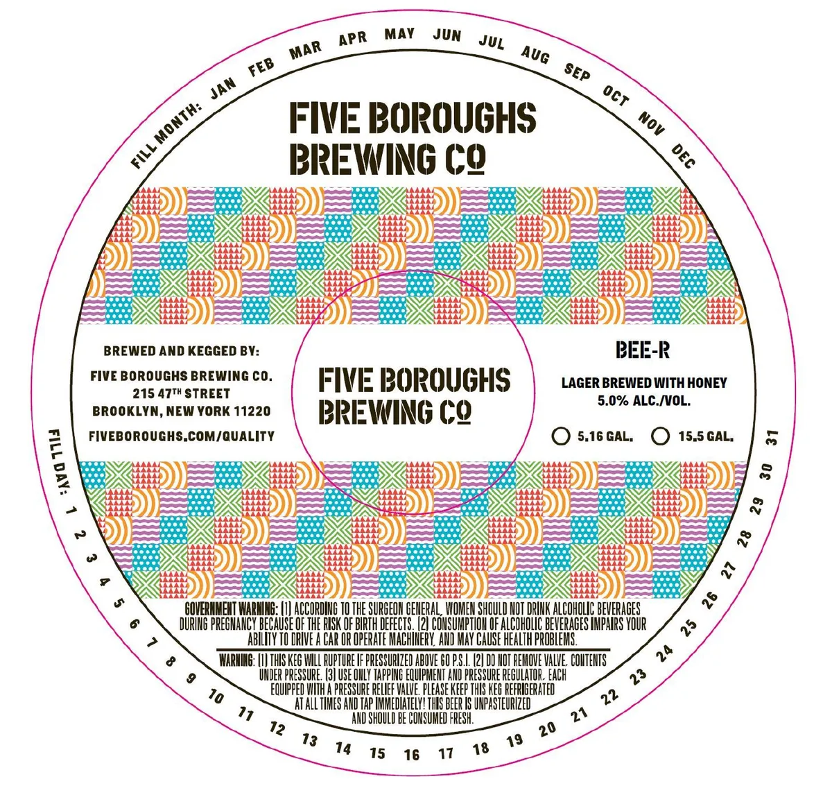 Bee-R label art — FIVE BOROUGHS BREWING CO.