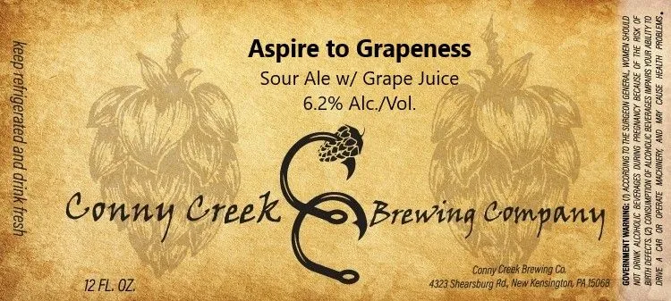 Aspire to Grapeness — full label as filed with TTB