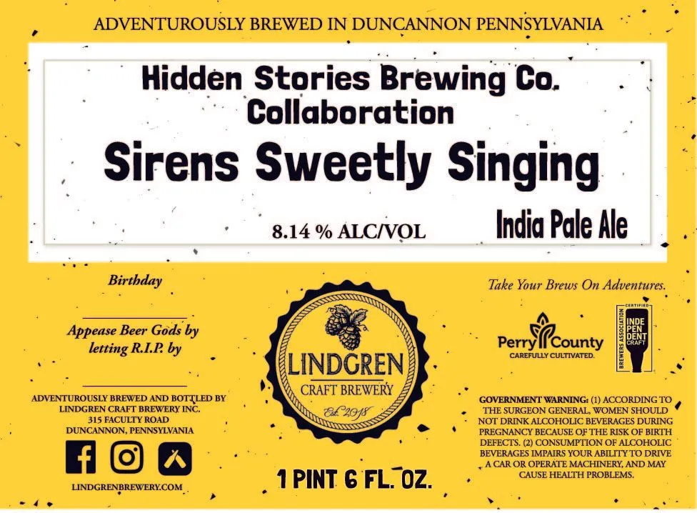 Sirens Sweetly Singing — full label as filed with TTB