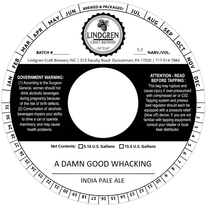 A Damn Good Whacking — full label as filed with TTB