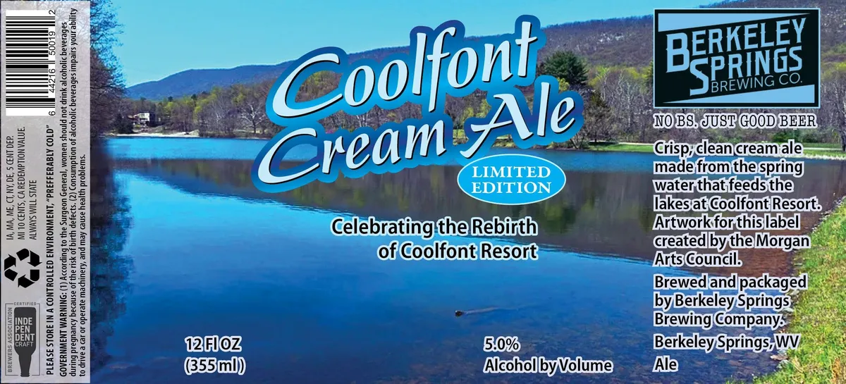 Coolfont Cream Ale — full label as filed with TTB
