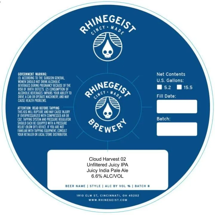Cloud Harvest 02 — full label as filed with TTB