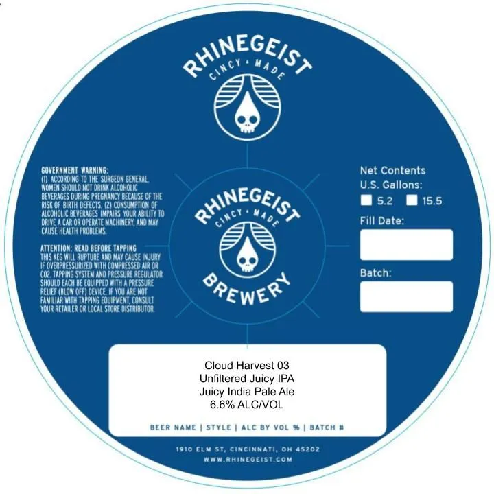 Cloud Harvest 03 — full label as filed with TTB