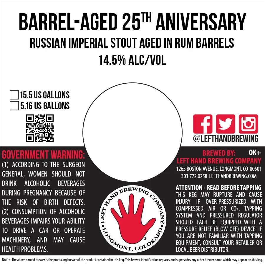 Barrel-Aged 25th Anniversary — full label as filed with TTB