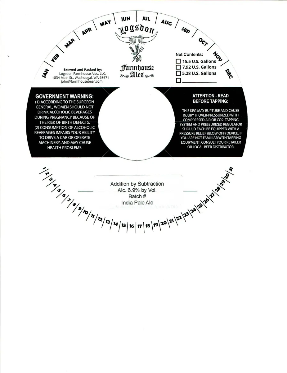 Addition by Subtraction — full label as filed with TTB