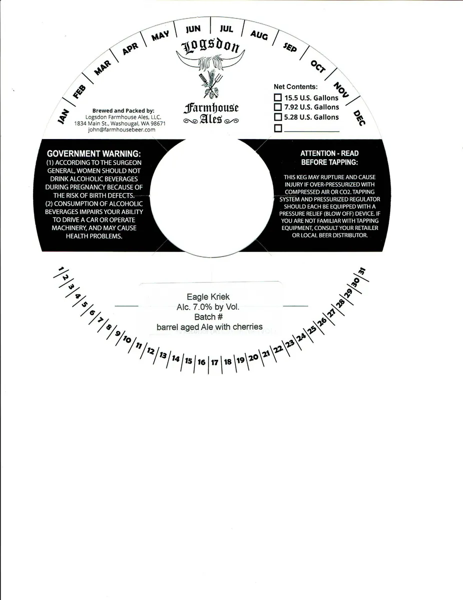 Eagle Kriek — full label as filed with TTB