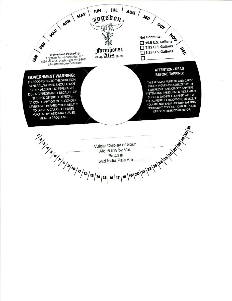Vulgar Display of Sour — full label as filed with TTB