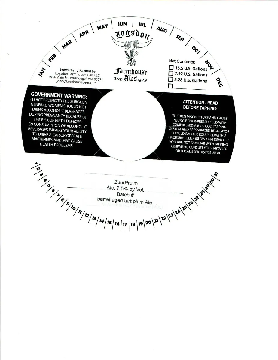 ZuurPruim — full label as filed with TTB
