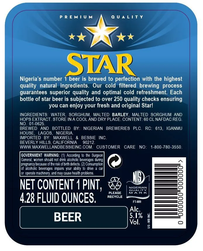 Star — full label as filed with TTB