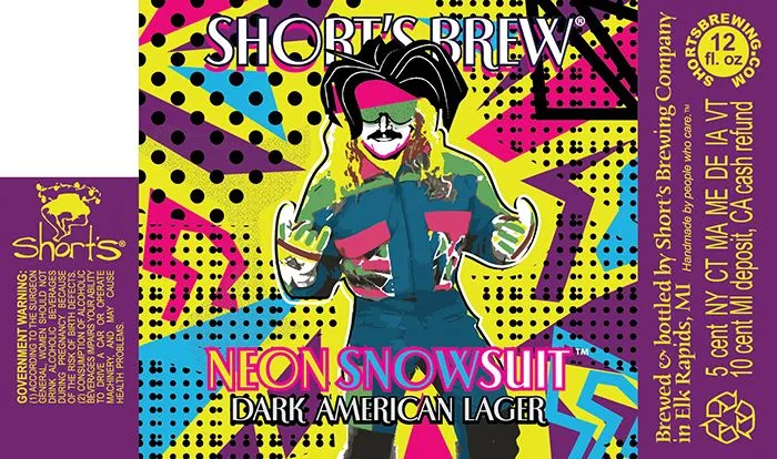 Neon Snowsuit label art — SHORT'S BREW