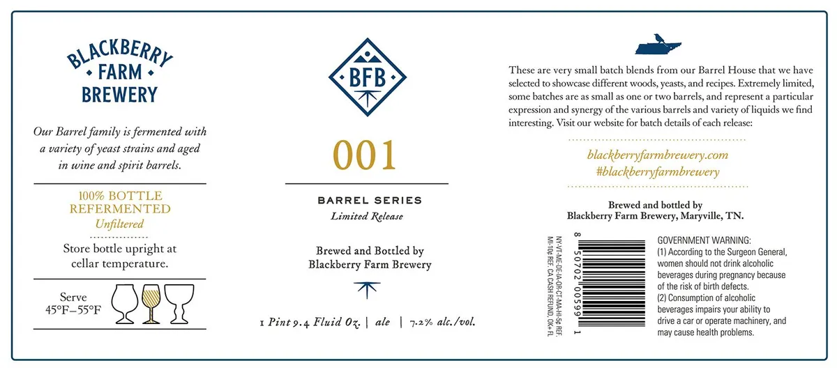 001 Barrel Series — full label as filed with TTB