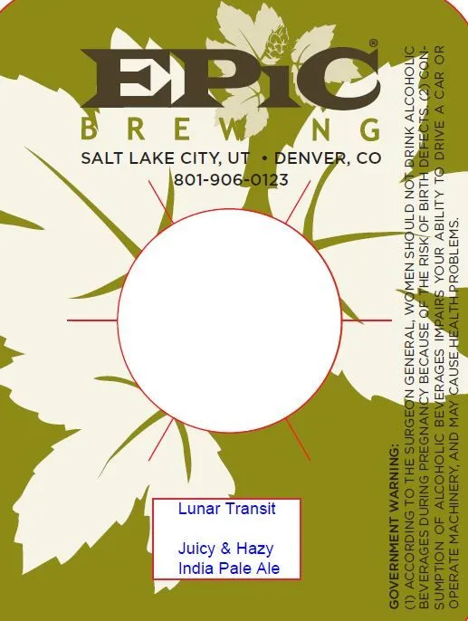 Lunar Transit — full label as filed with TTB